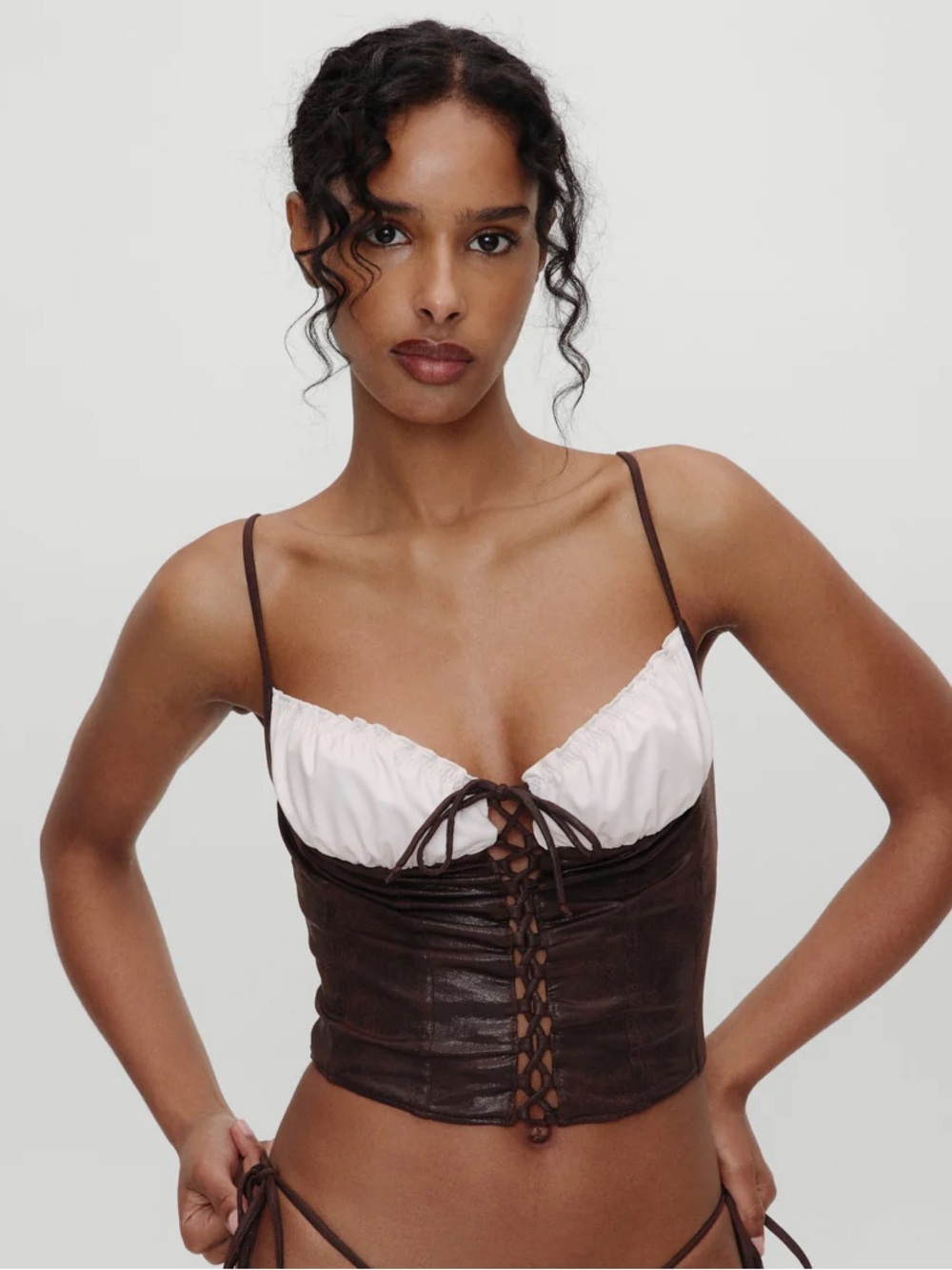Frankie’s Bikinis Bella Hadid Ranch Corset Bikini Top